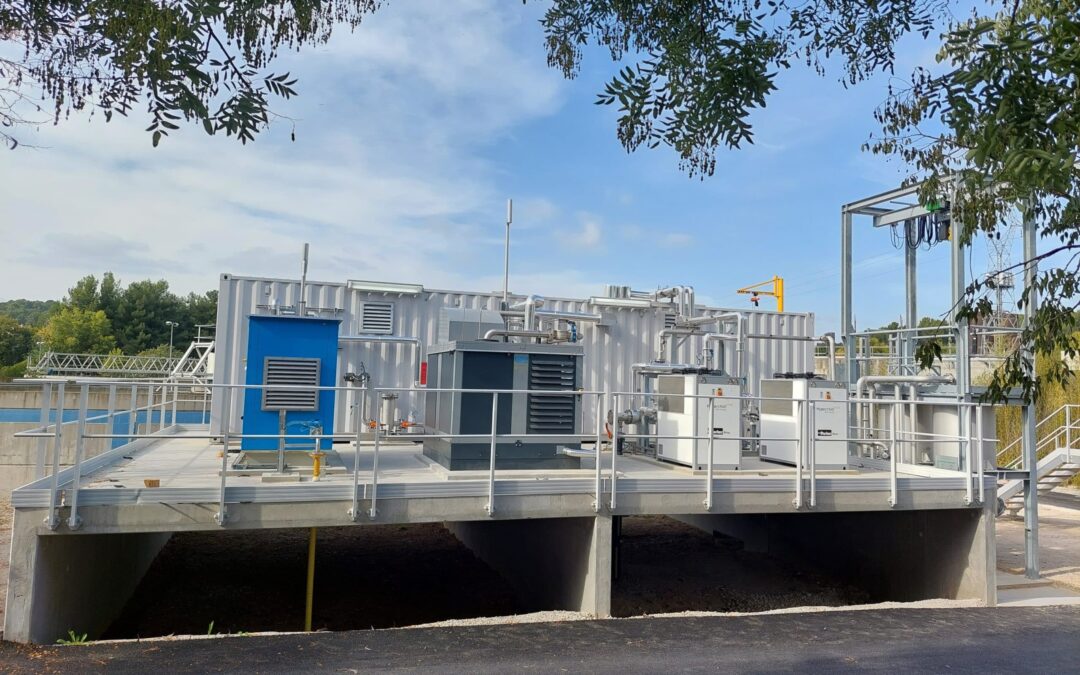 La Régie des Eaux du Pays d’Aix inaugure son unité de valorisation de Biogaz à la Station d’épuration d’Aix-la-Pioline.