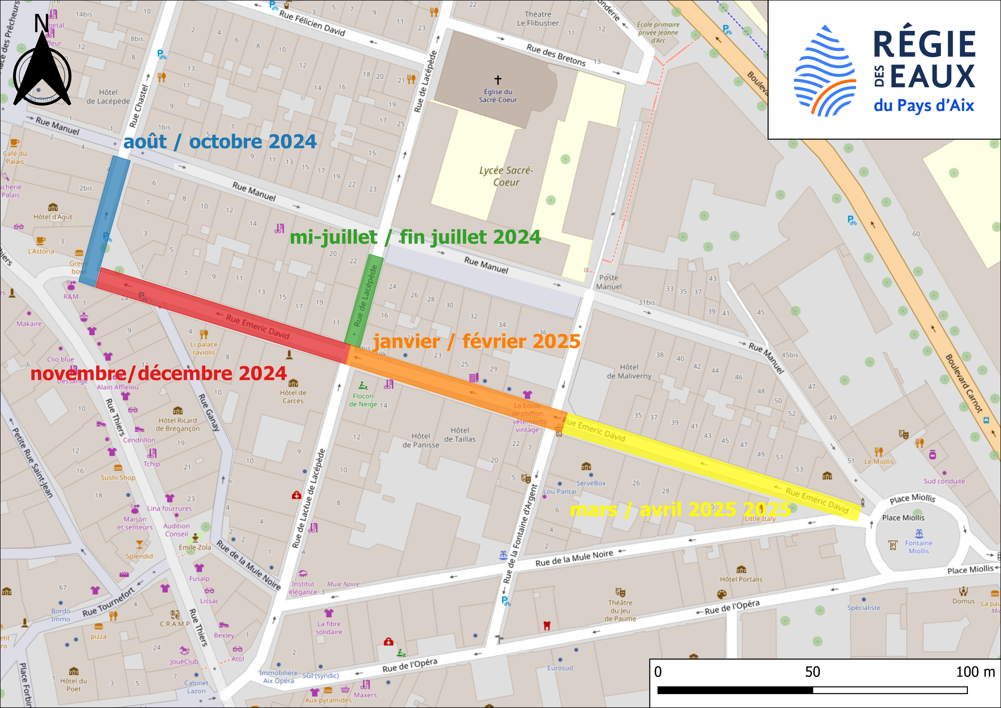 Plan de circulation allée des Tilleuls - chantier Venelles 2024