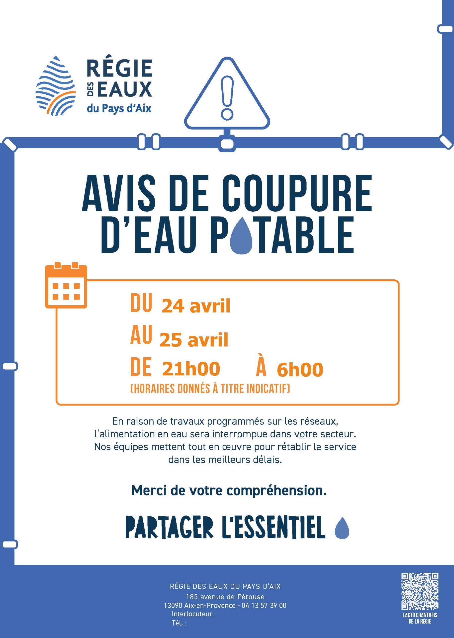 Flyer coupure d'eau, route départementale 113 - 24 au 25 avril 2025 Flyer coupure d'eau, route départementale 113 - 24 au 25 avril 2025