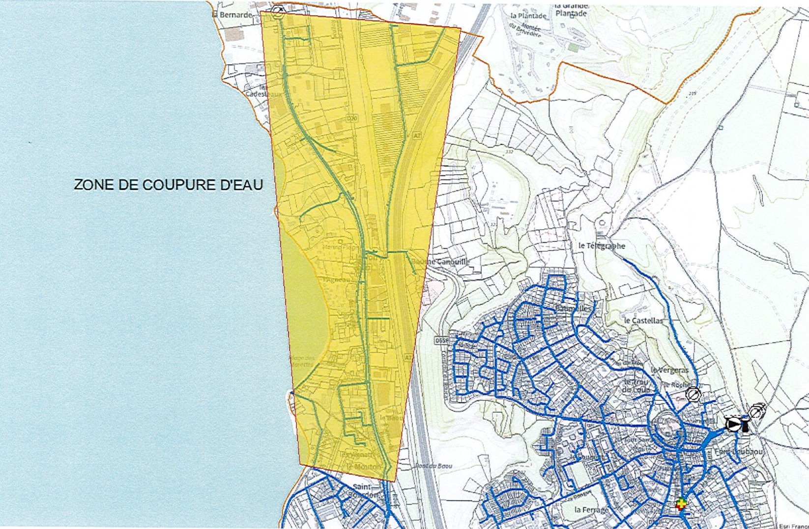Plan coupure d'eau, route départementale 113 - 24 au 25 avril 2025 Plan coupure d'eau, route départementale 113 - 24 au 25 avril 2025