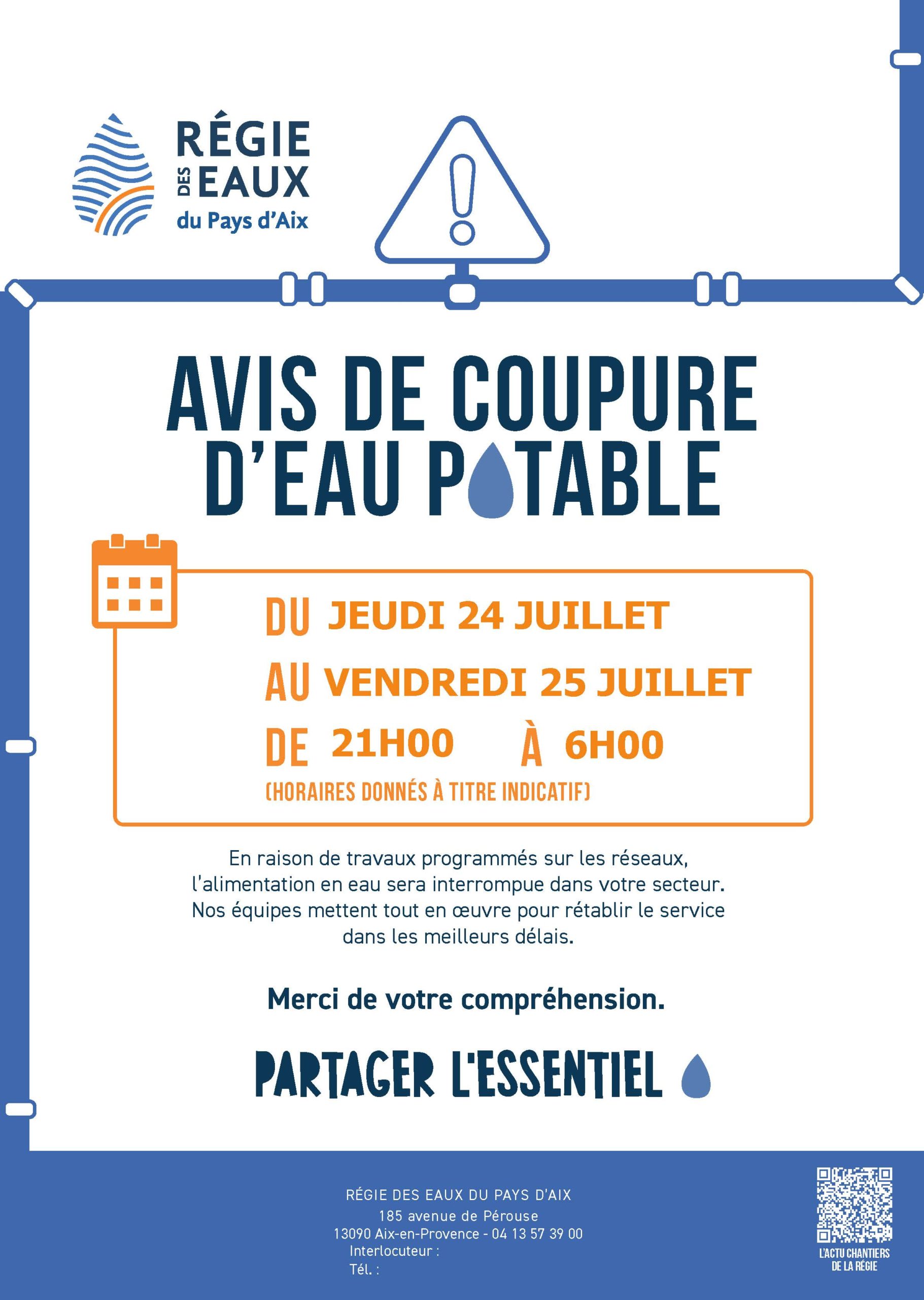 Information coupure d'eau, travaux rue Seyssaud - Vitrolles - juillet 2025 Information coupure d'eau, travaux rue Seyssaud - Vitrolles - juillet 2025